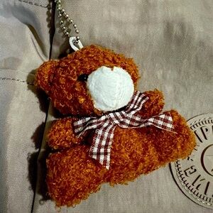 Teddy Bear Plushie Keychain with Bow